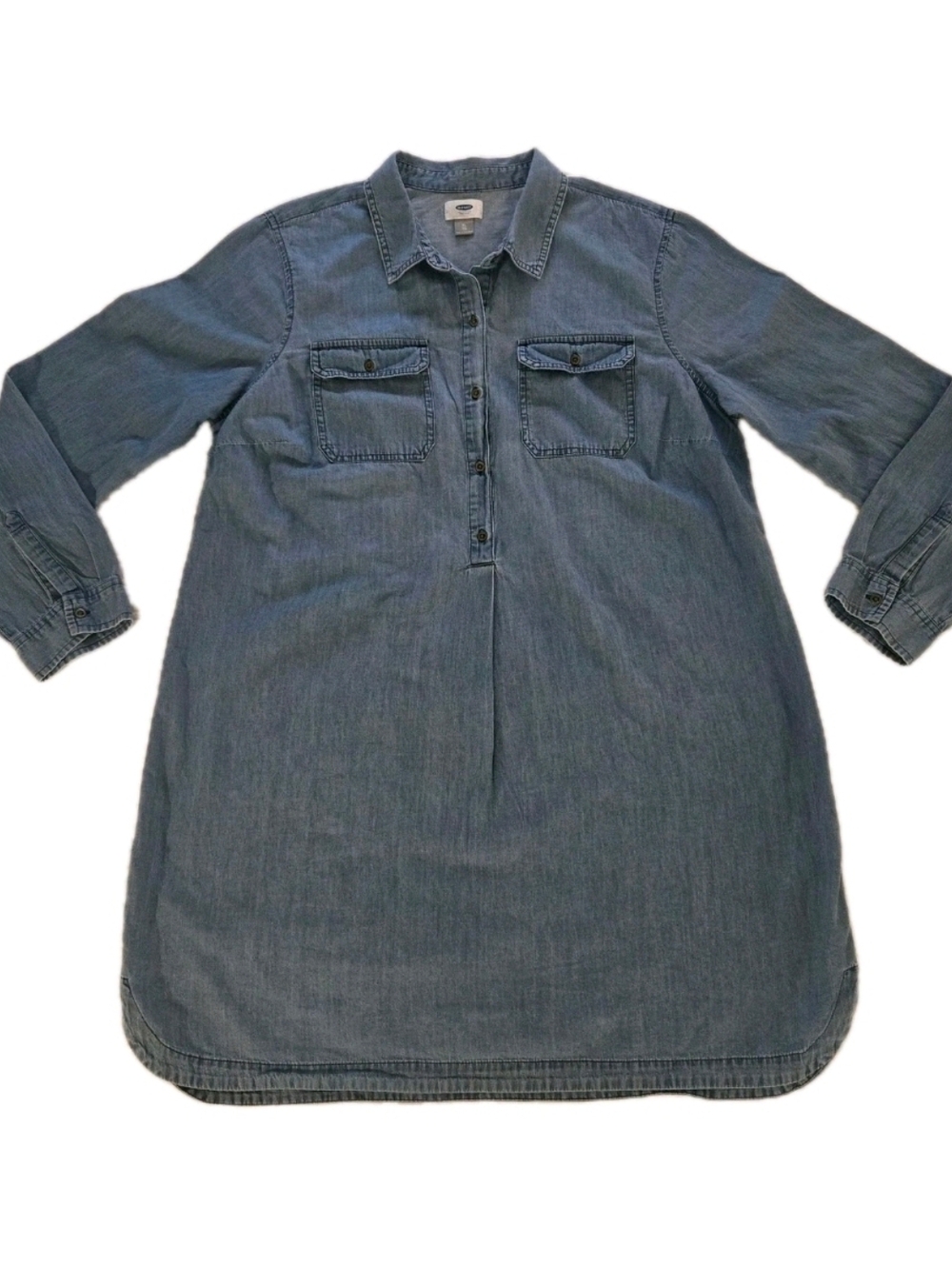Old Navy Chambray Dress Shift Tunic Pullover Button-Up Long Sleeve XLarge